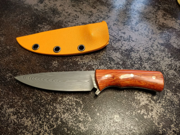 WSW Feststehendes Messer aus Damasteel mit Kunststein Orange